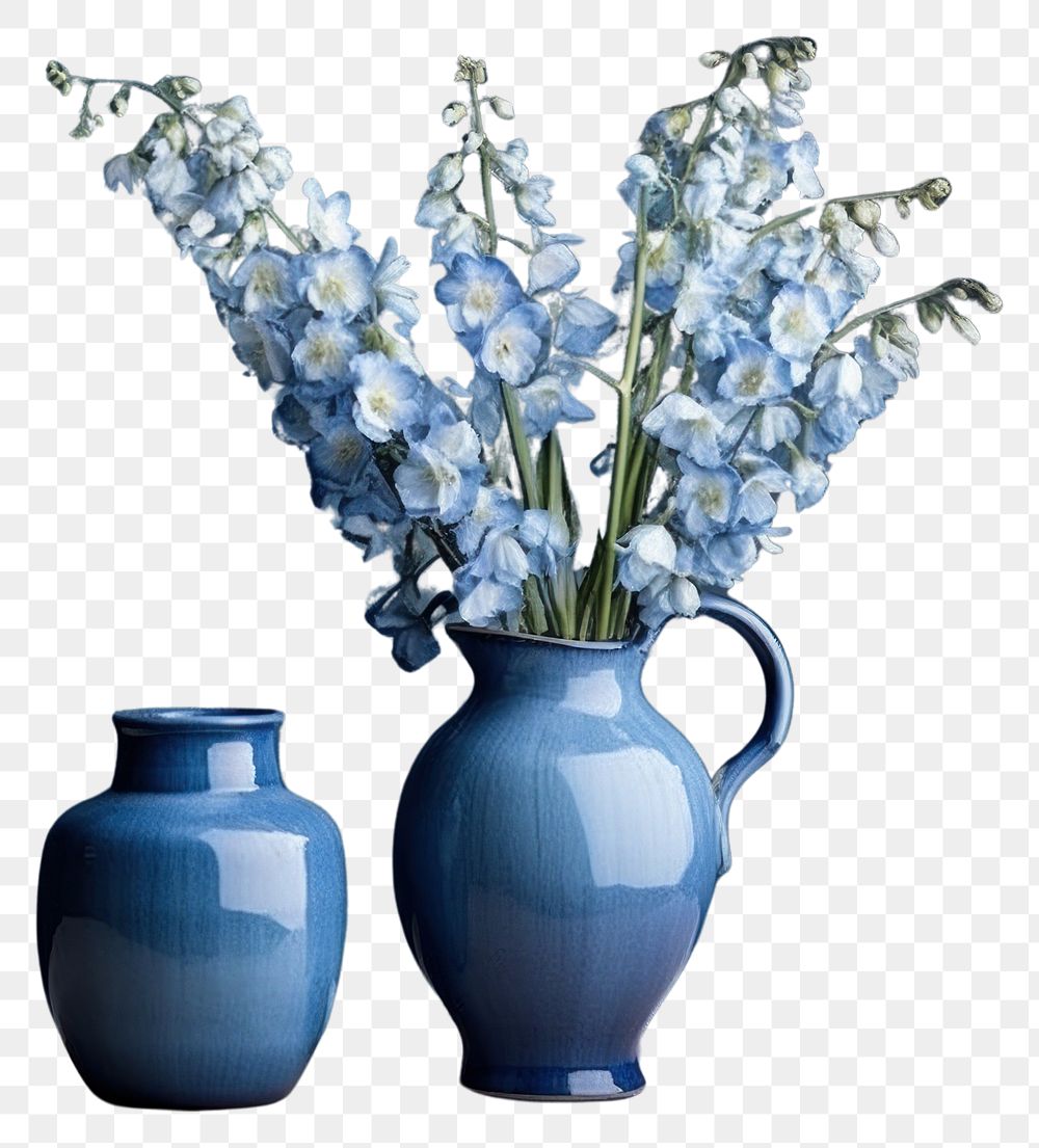 PNG Blue flowers vase plant jug.