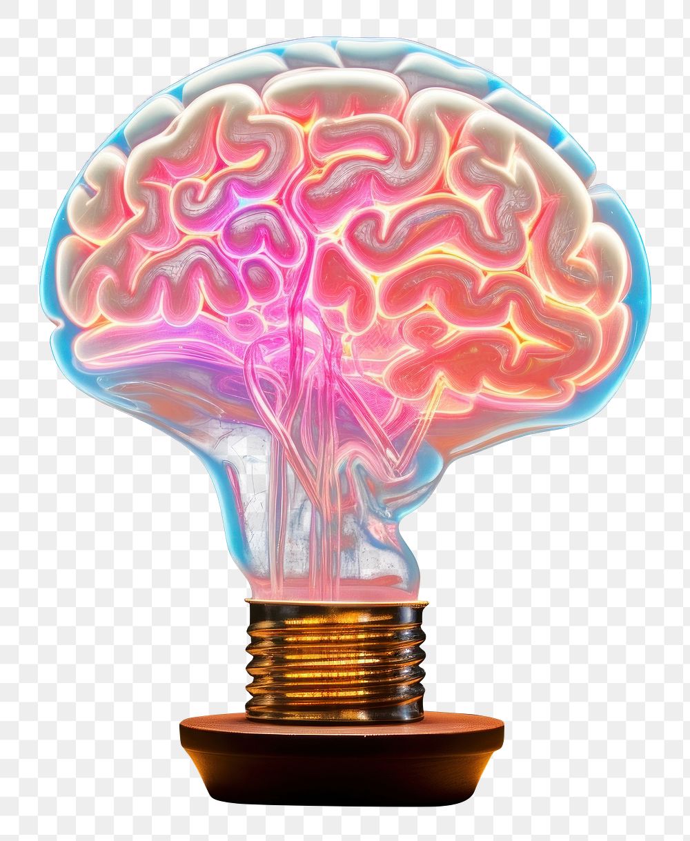 PNG  Electric brain light lightbulb illuminated. AI generated Image by rawpixel.