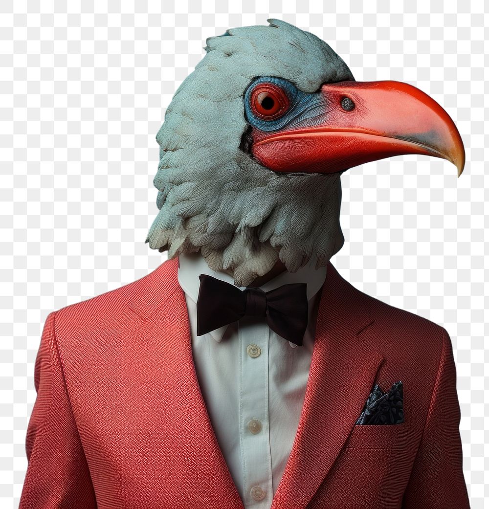 PNG  Person with bird head portrait animal beak. AI generated Image by rawpixel.