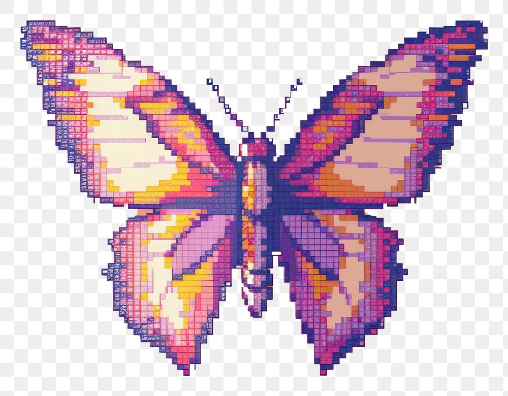PNG Butterfly pixel art insect purple.