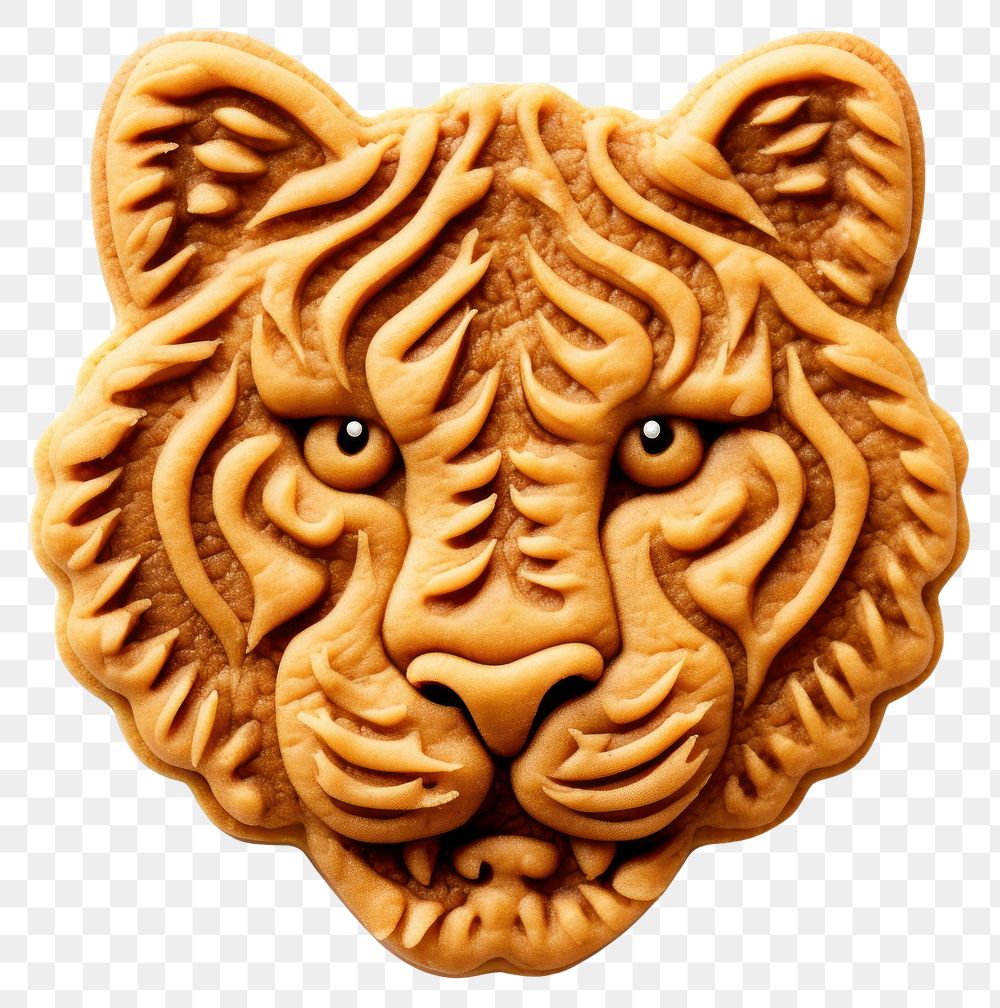 PNG Tiger head cookie food white background anthropomorphic.