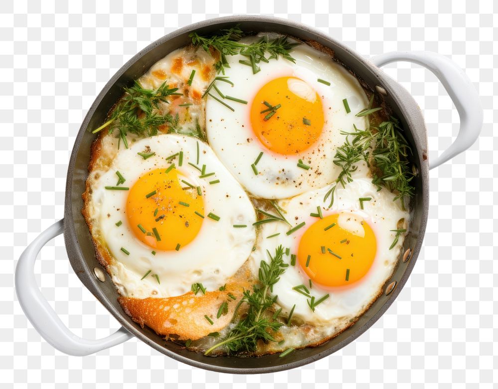 PNG Fried eggs breakfast food white background.