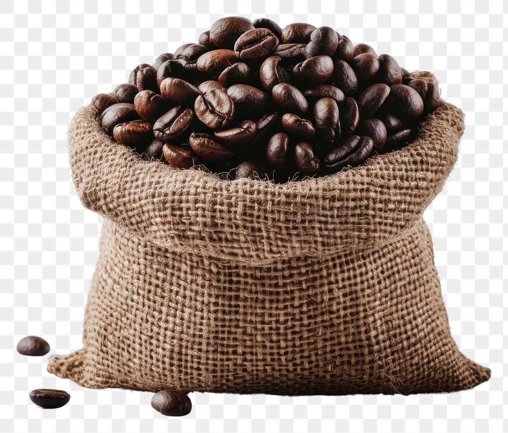 PNG Coffee and coffee beans sack freshness beverage.