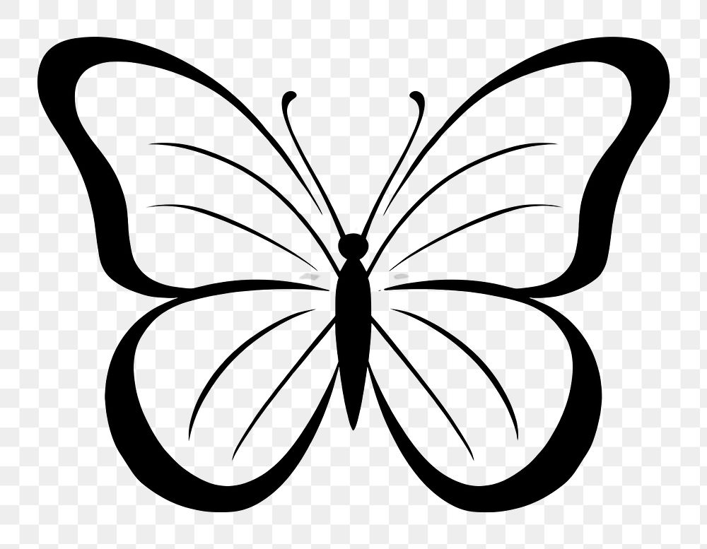 PNG Drawing of a butterfly white line creativity