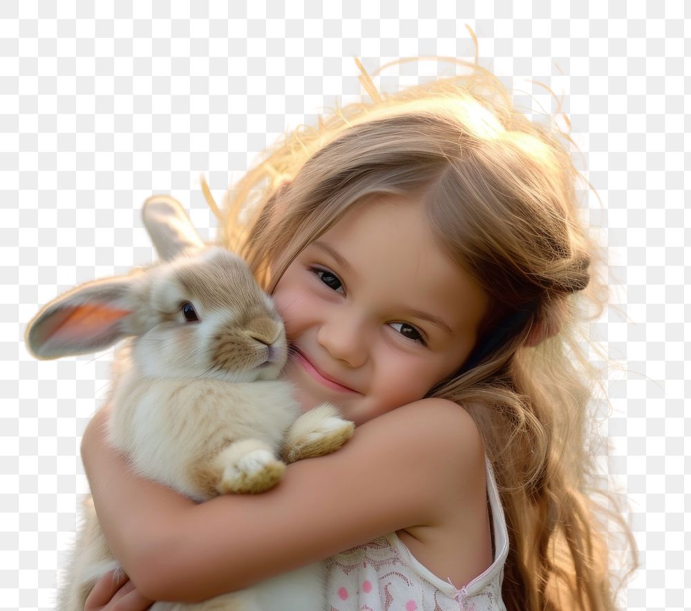 PNG Hugging a rabbit portrait animal mammal.