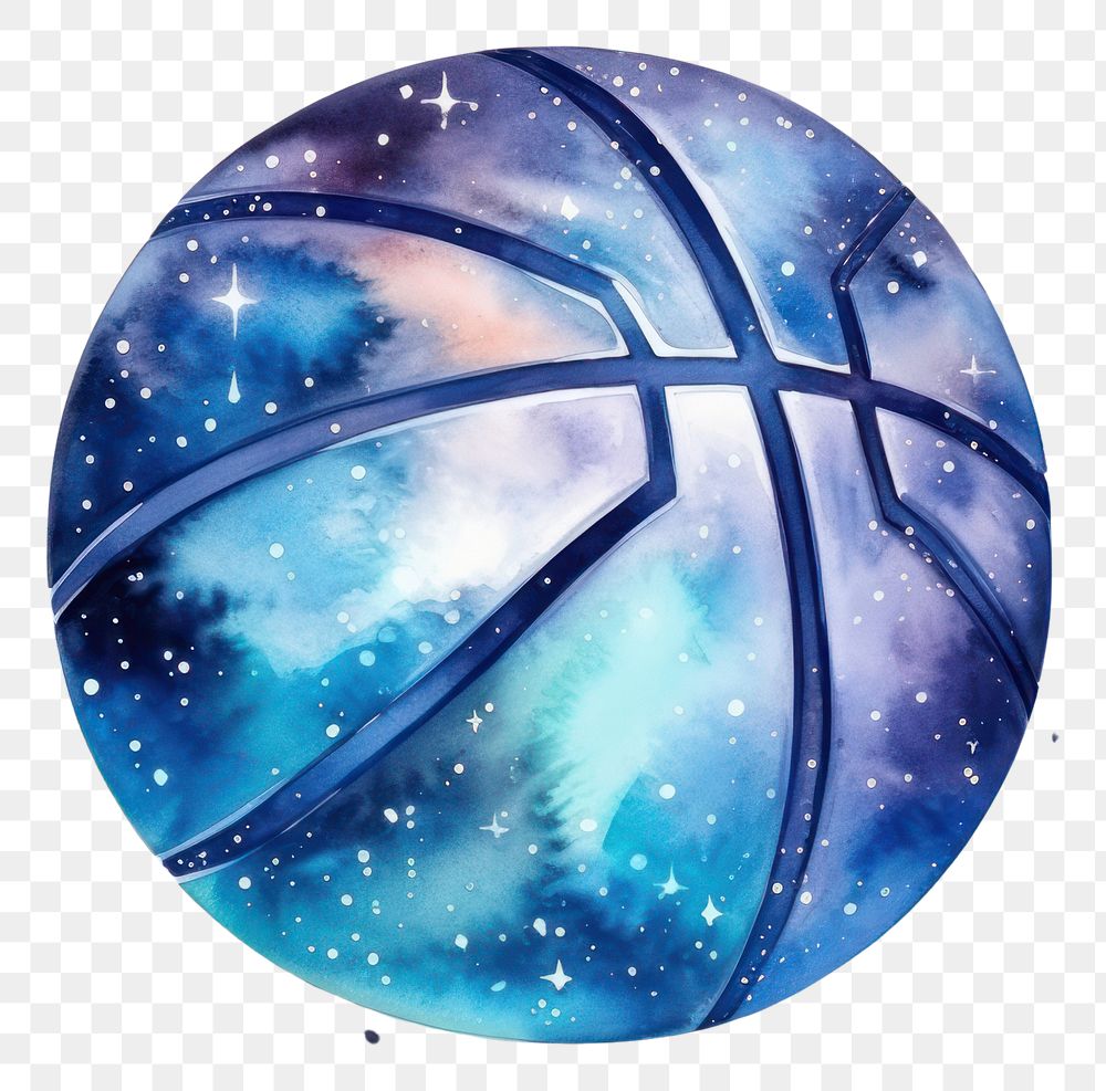 PNG Basketball in Watercolor style astronomy universe galaxy.