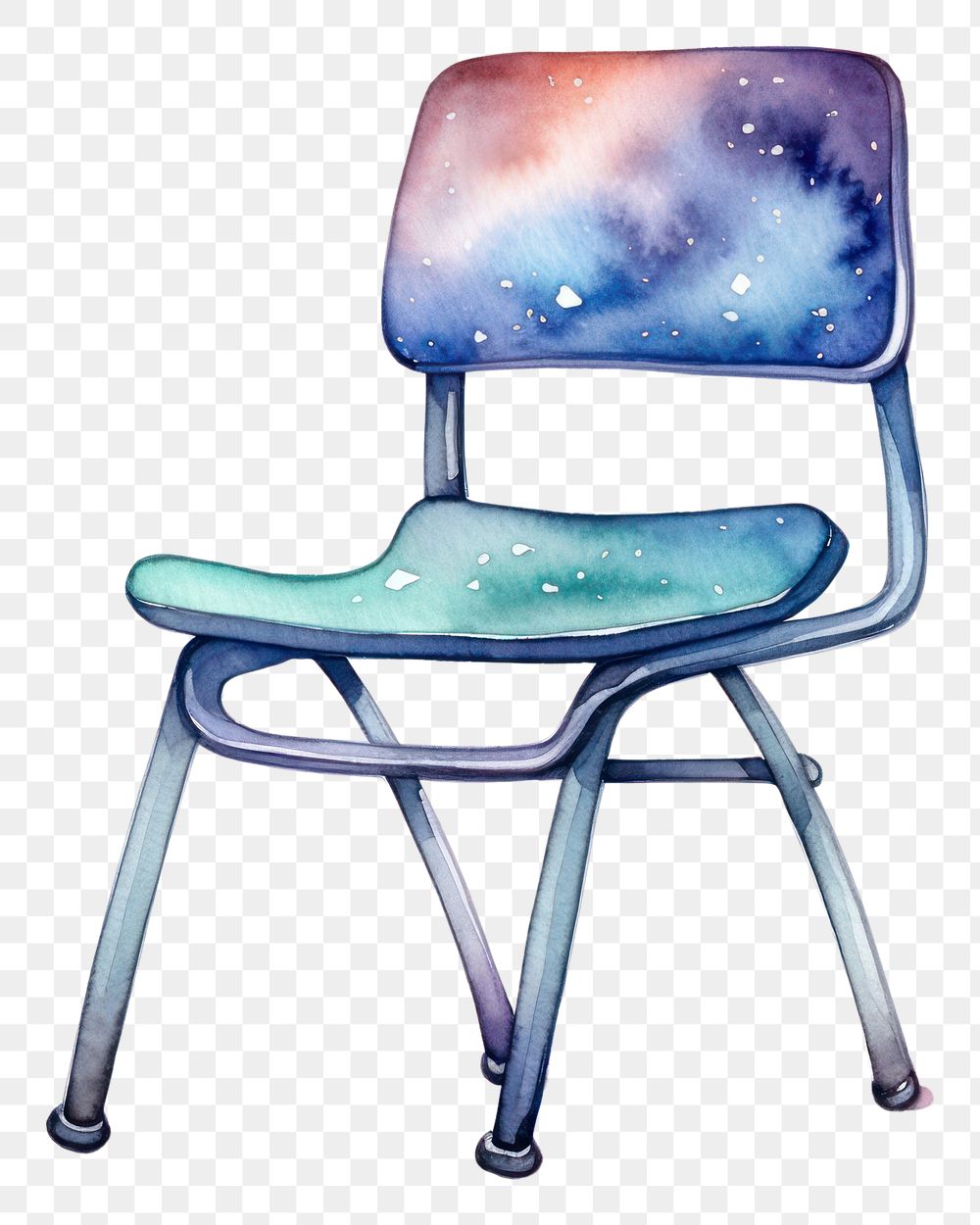 PNG Stationery in Watercolor style chair furniture white background.
