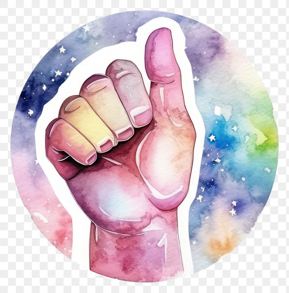 PNG Human right icon in Watercolor style finger hand white background.