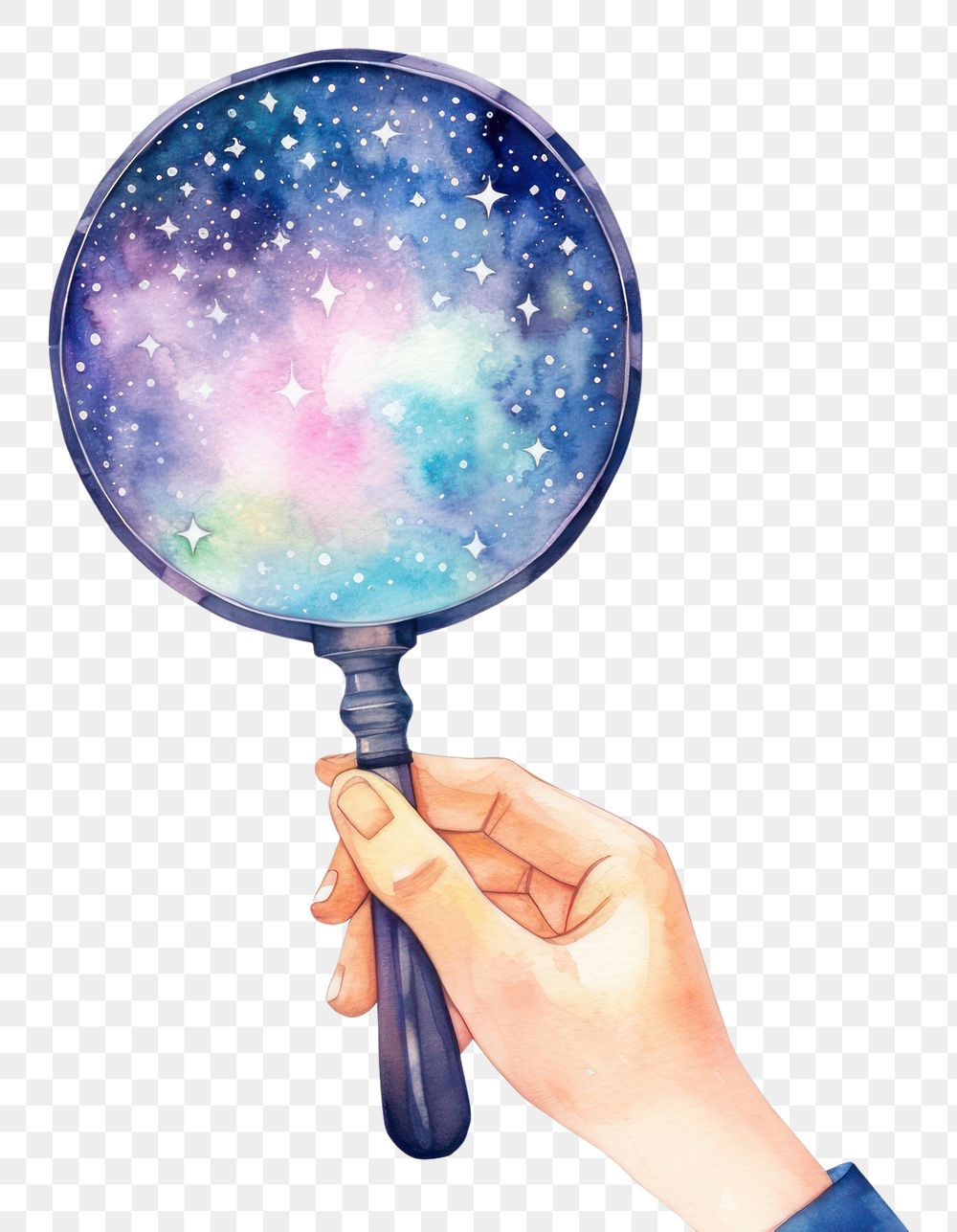 PNG Magnifying holding star hand.