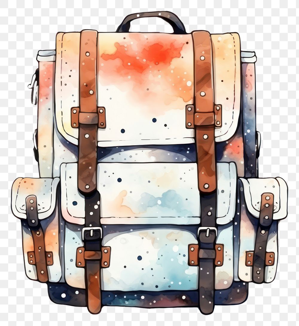 PNG Bag in Watercolor style bag backpack suitcase.
