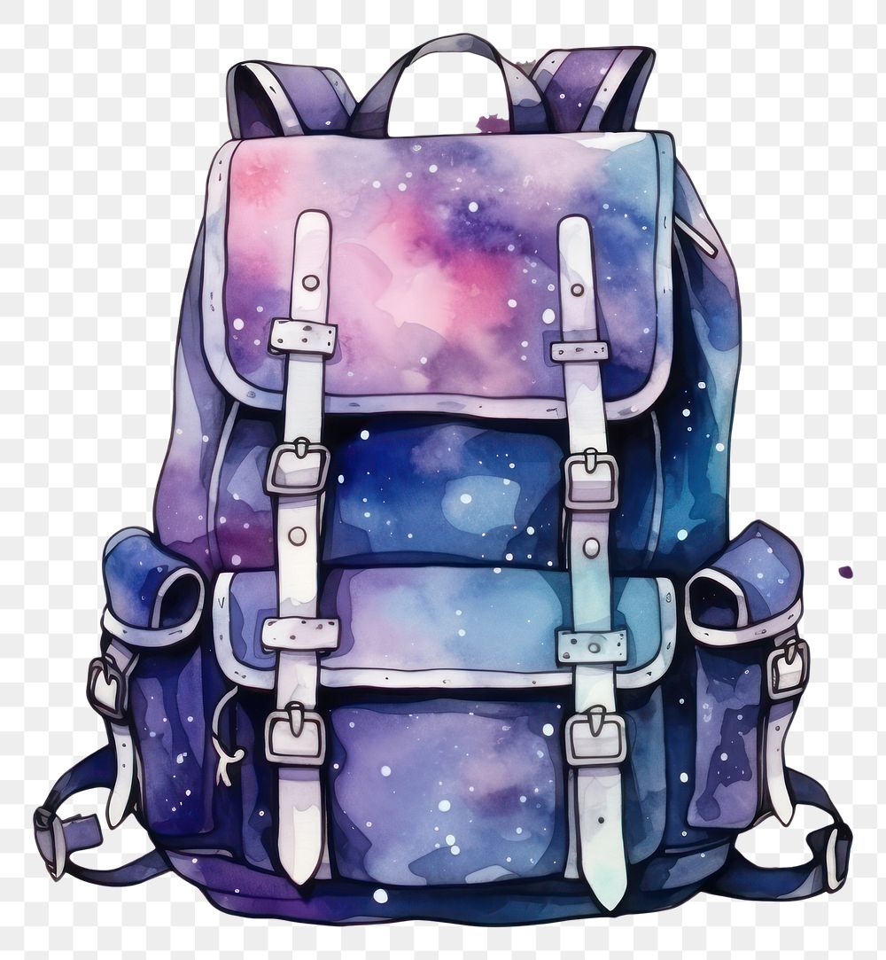PNG Bag in Watercolor style bag backpack galaxy.