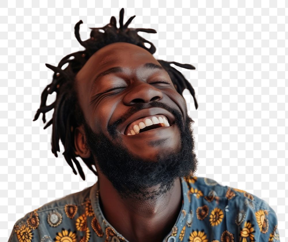 PNG Black man laughing smile individuality.