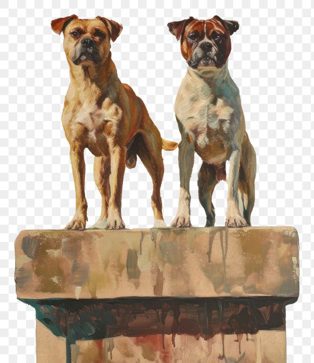 PNG Three adorable dogs standing proudly on a contest podium painting pet drawing.