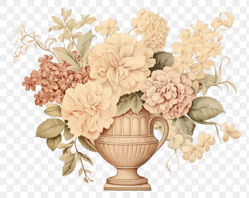 PNG Illustration of flower vase art painting pattern.