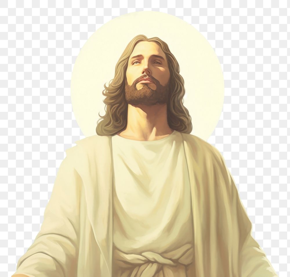 PNG Illustration of jesus and cloud painting art representation