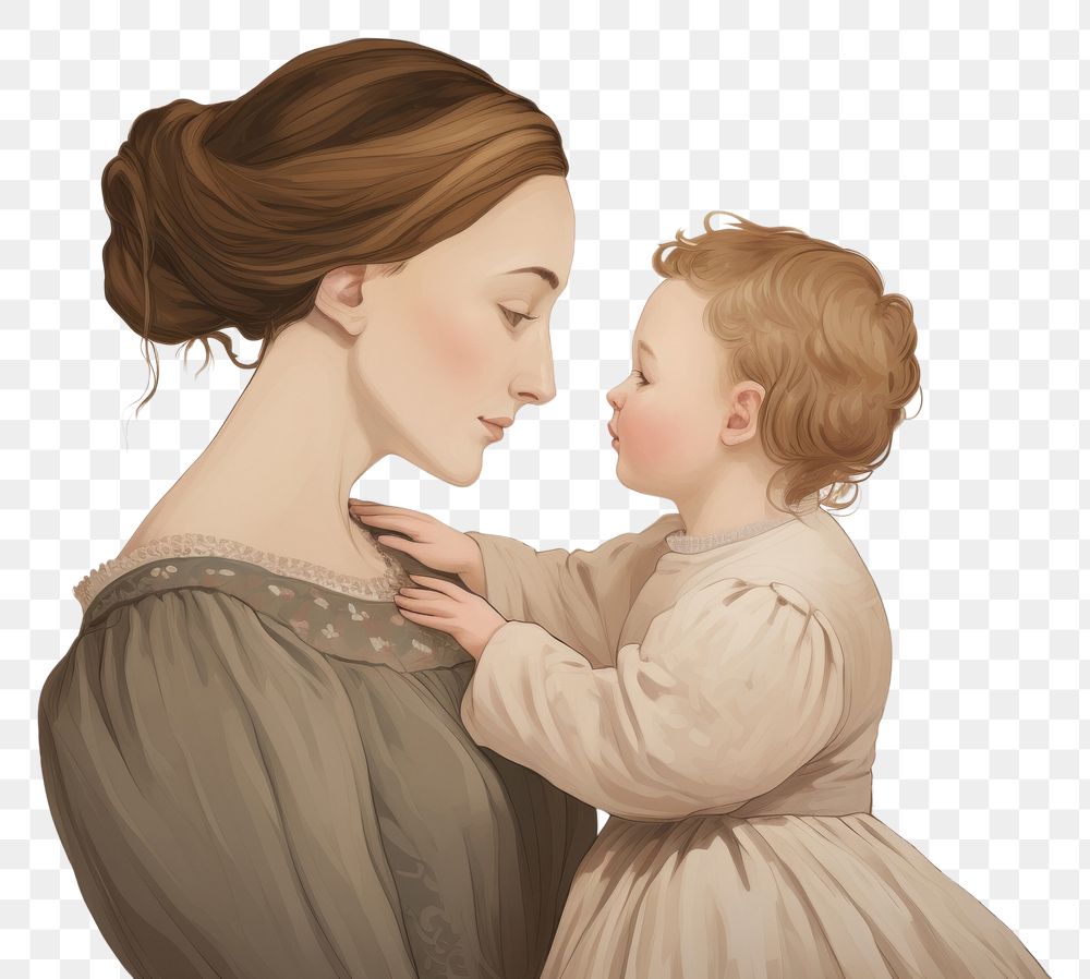 PNG Illustration of mother and flowers painting portrait adult.