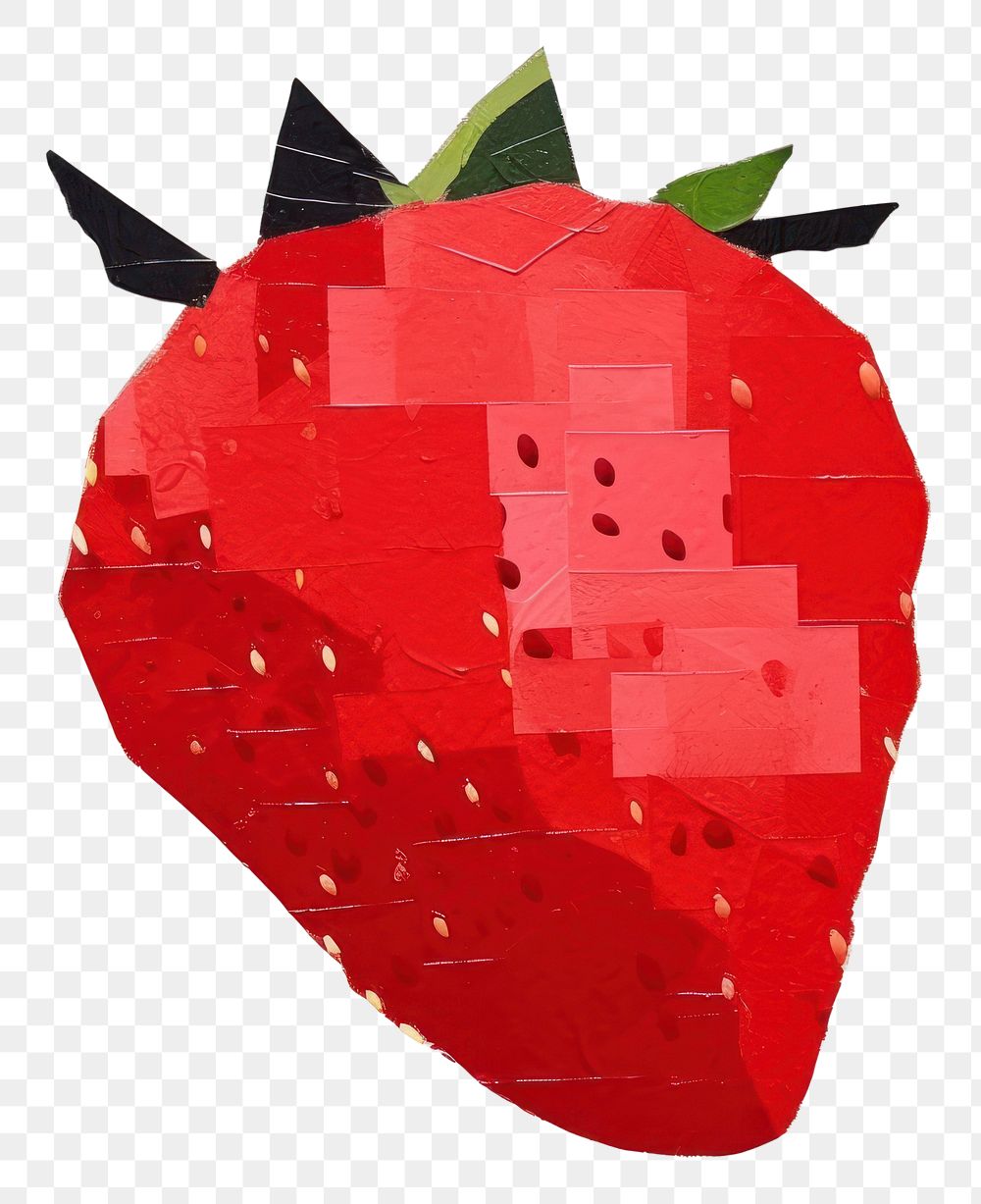PNG Abstract strawberry ripped paper art fruit plant.