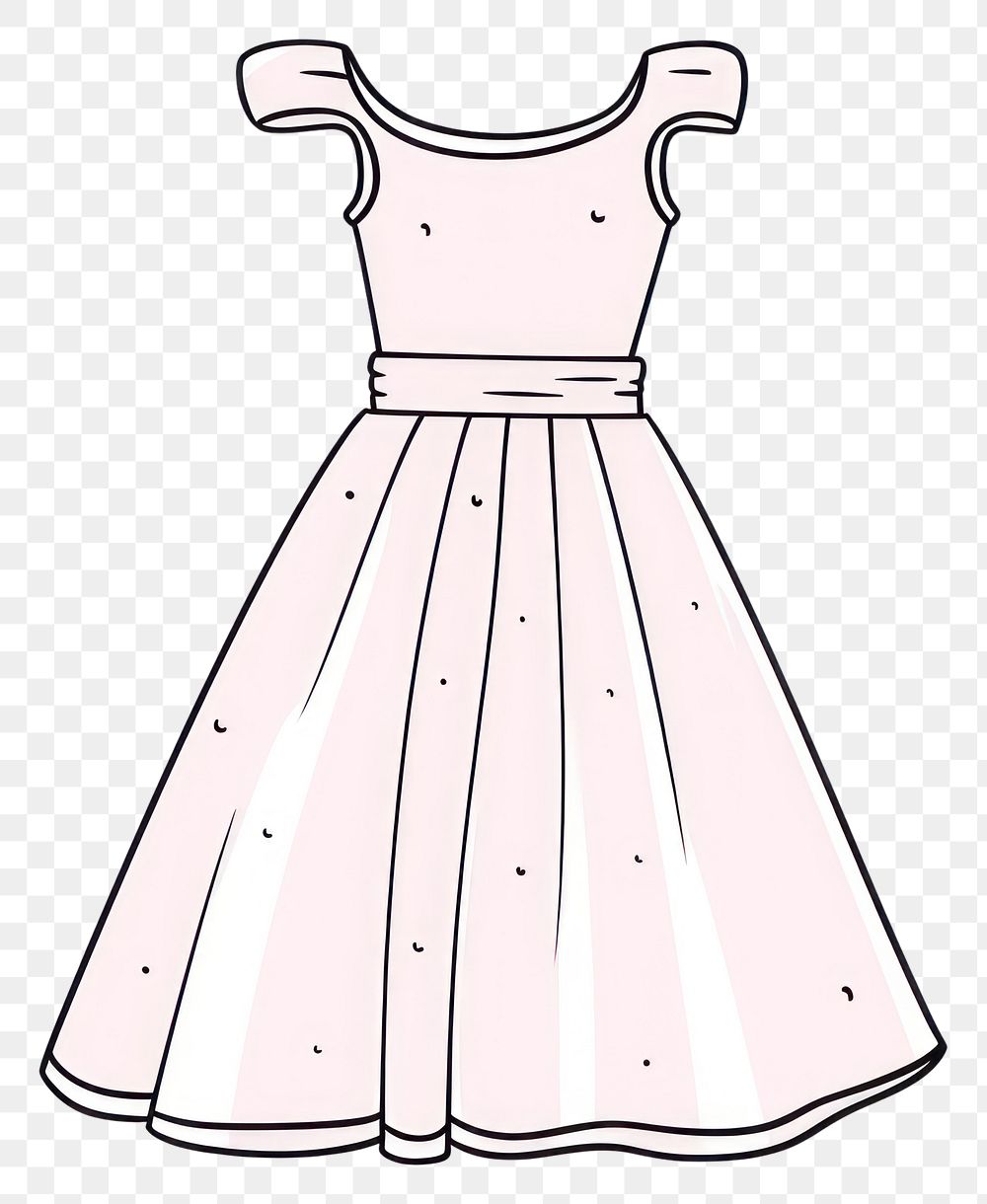 PNG Pink dress sketch fashion drawing.