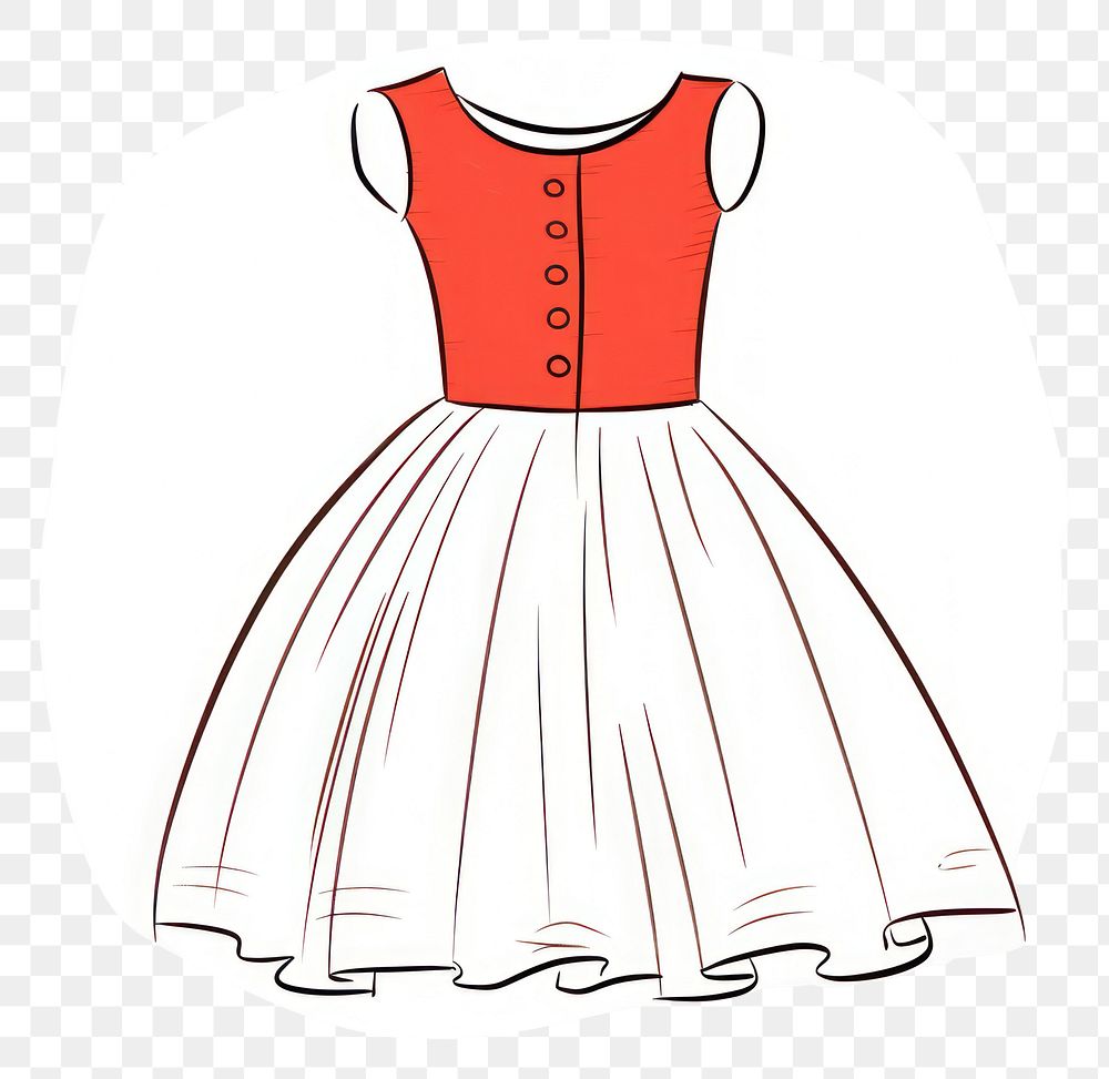 PNG Red dress fashion sketch white.