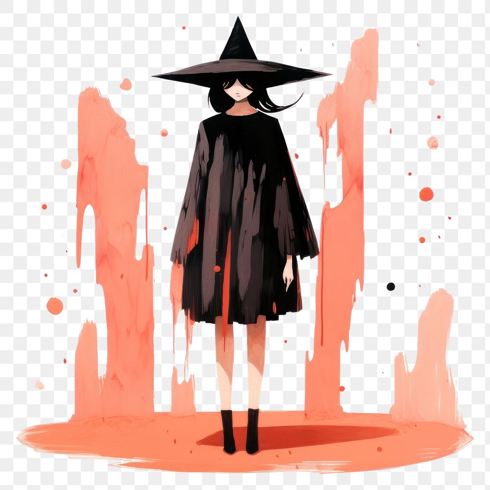 PNG Cute witch with hundle fashion adult art.