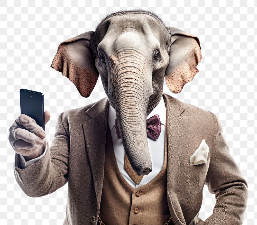 PNG Selfie elephant wildlife animal mammal.
