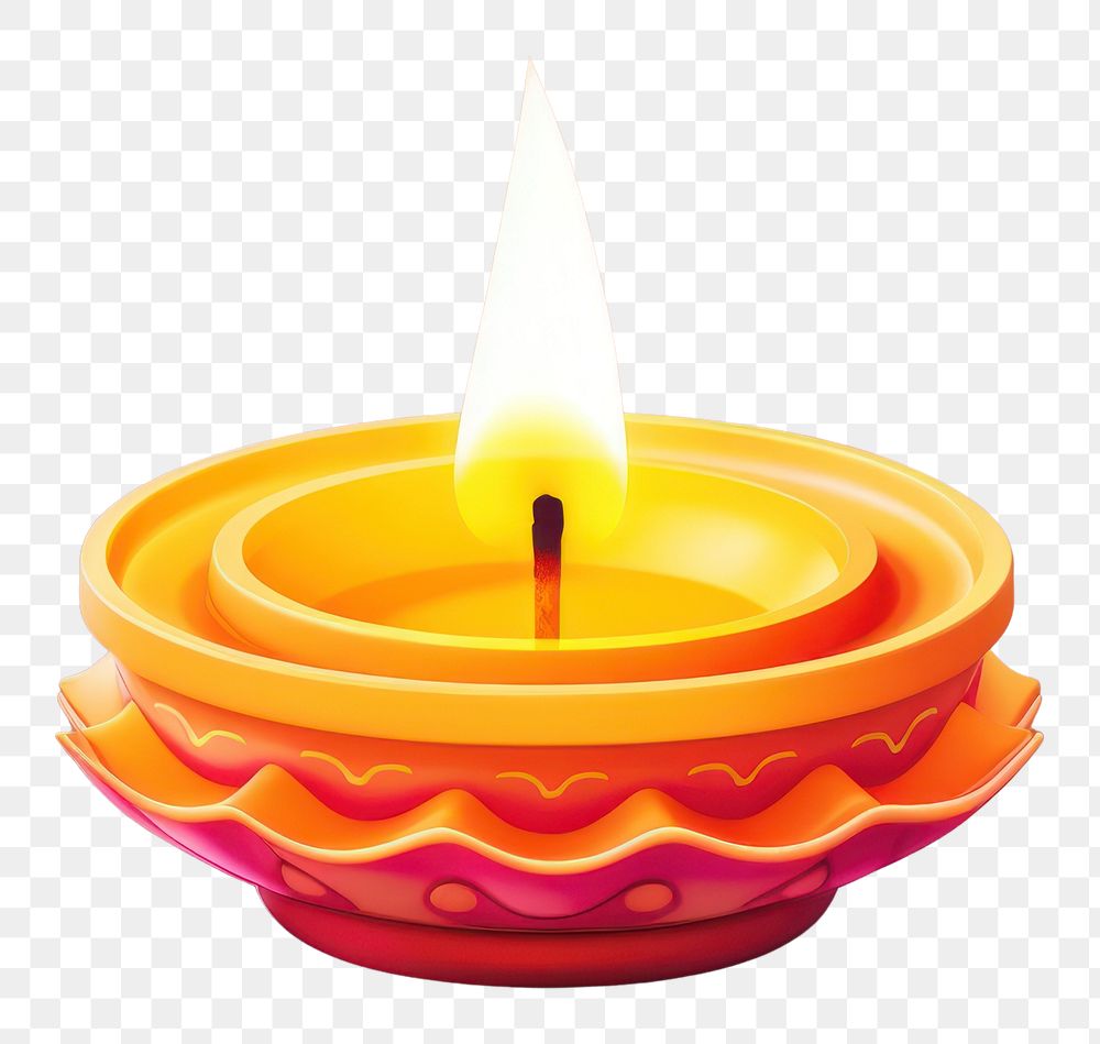 PNG Hyper Detailed Realistic element representing of diwali candle yellow fire illuminated.