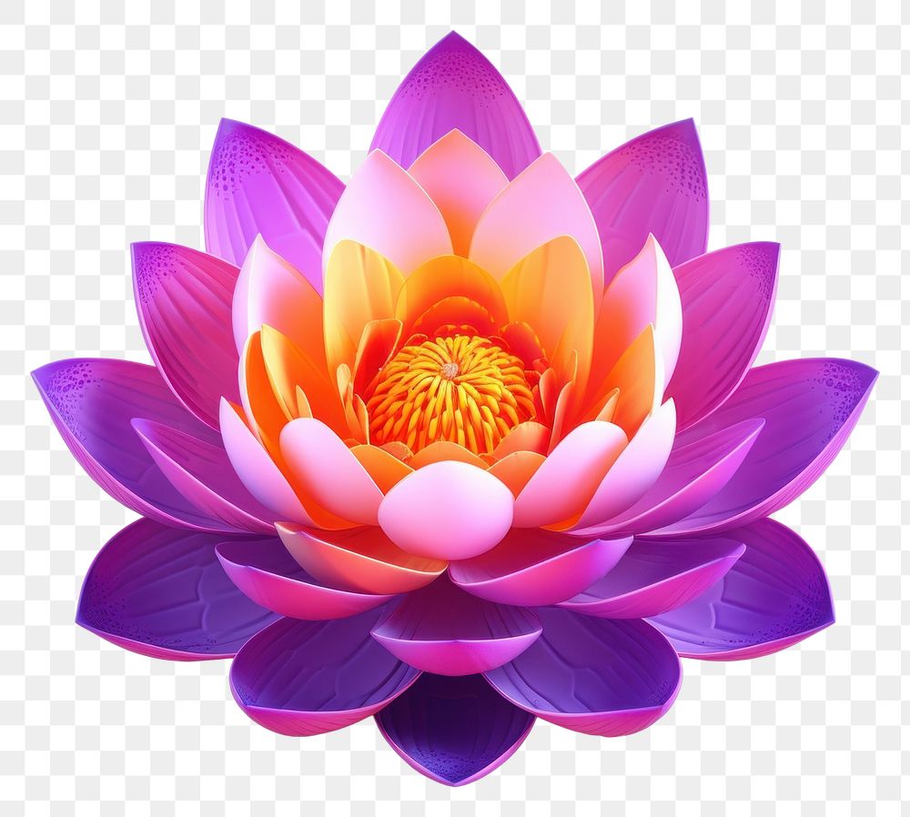 PNG Hyper Detailed Realistic element representing of lotus flower purple yellow.