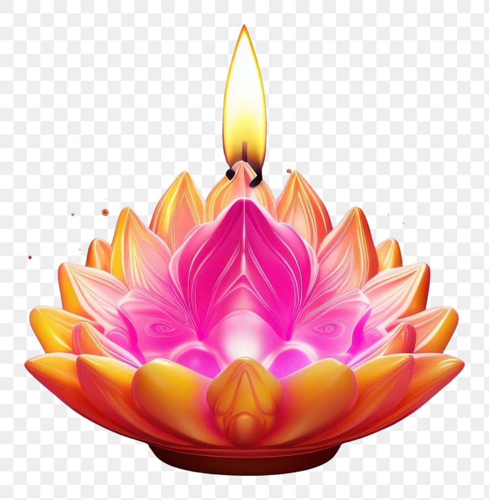 PNG Hyper Detailed Realistic element representing of diwali purple yellow candle.