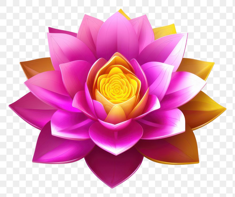 PNG Hyper Detailed Realistic element representing of lotus flower purple yellow.