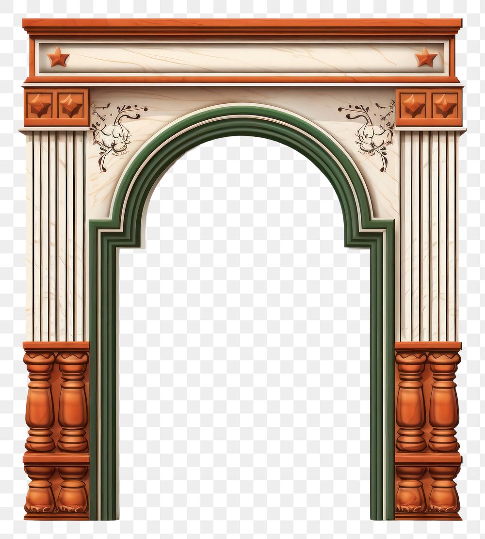 PNG Hyper Detailed Realistic element representing of indian door frame architecture fireplace letterbox.