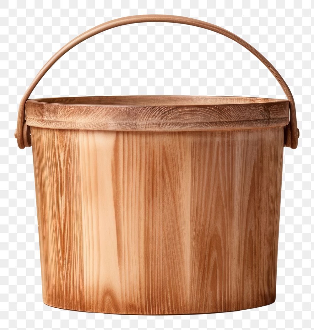 PNG Wooden bucket brown container flowerpot.