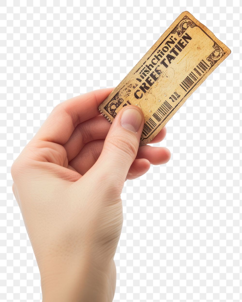 PNG Photo of hand holding ticket text white background currency.