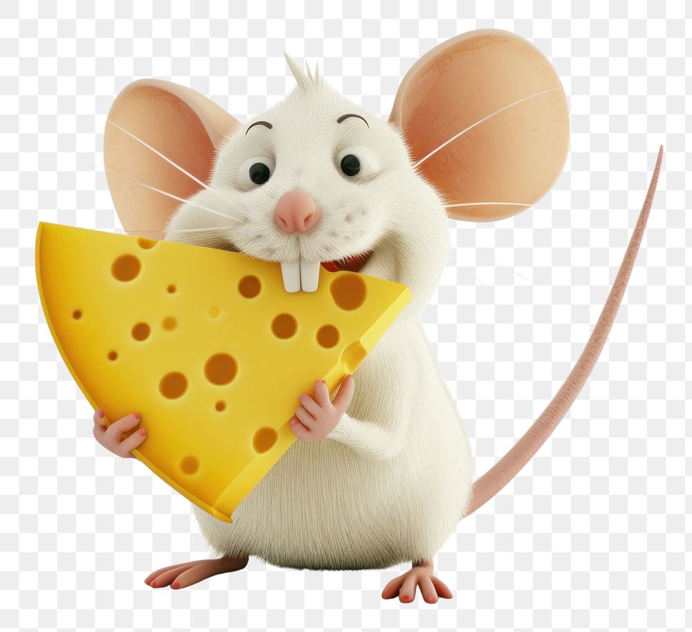 PNG Mouse holding cheese cartoon animal rodent.