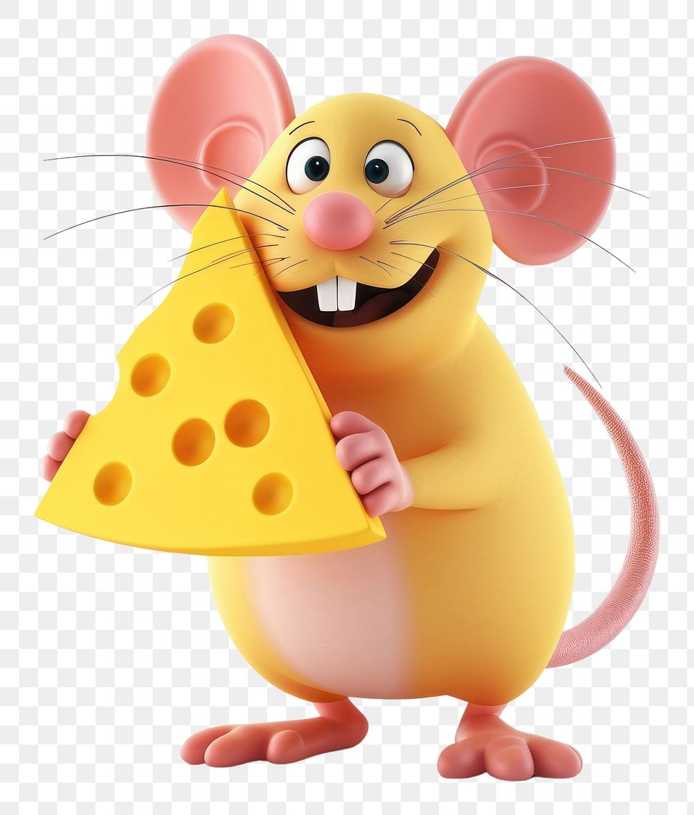 PNG Mouse holding cheese cartoon white background muroidea.
