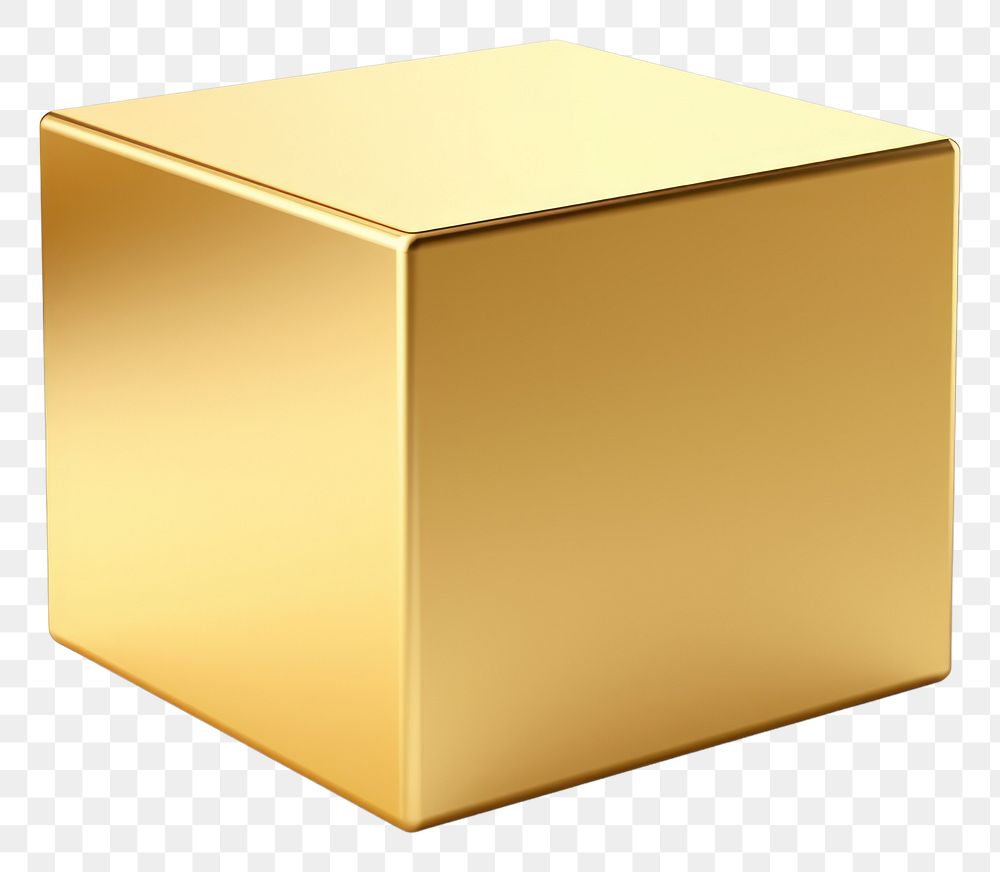 PNG Cube gold shiny white background.