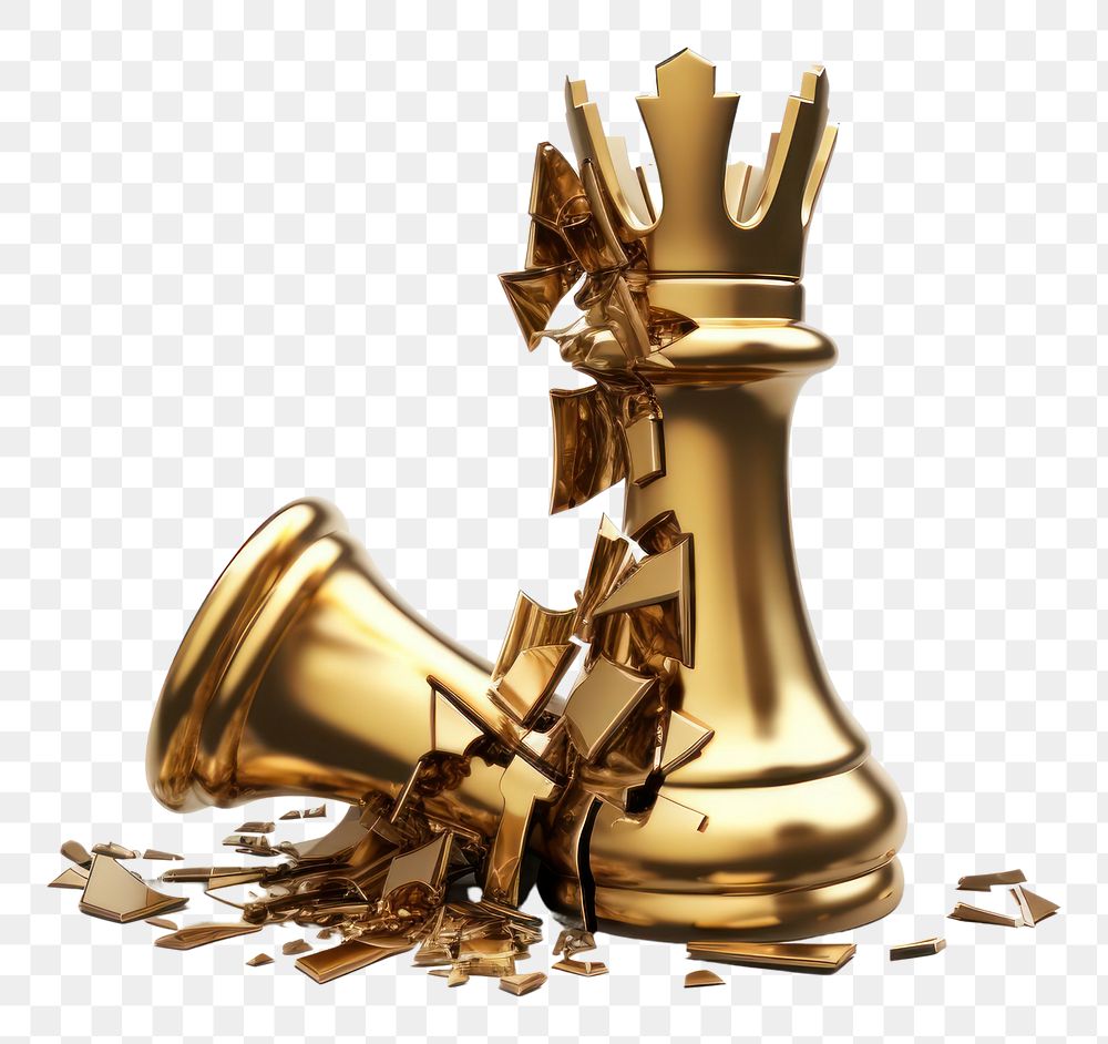 PNG Broken chess gold white background chessboard