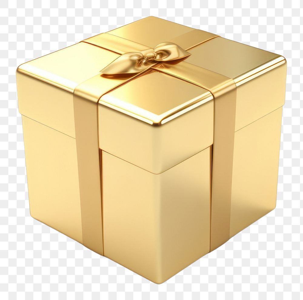 PNG Gift cube gold box white background.