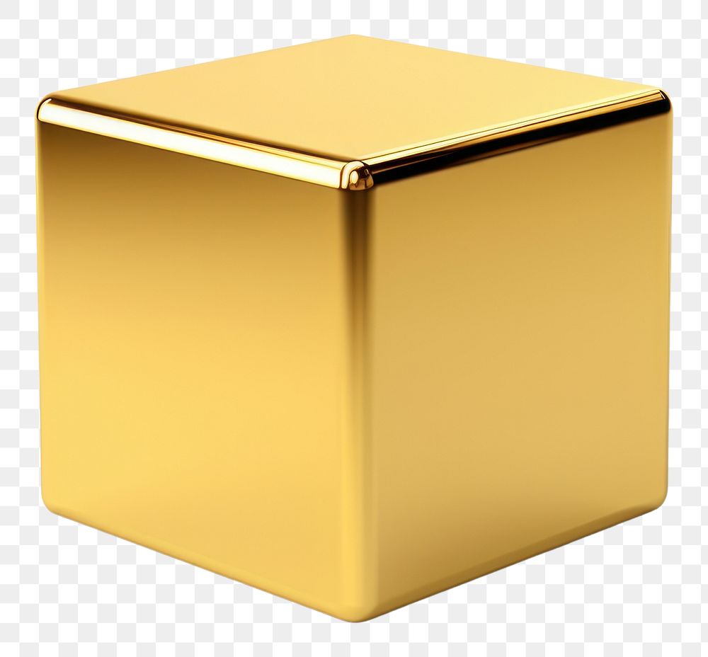 PNG Cube gold shiny white background.