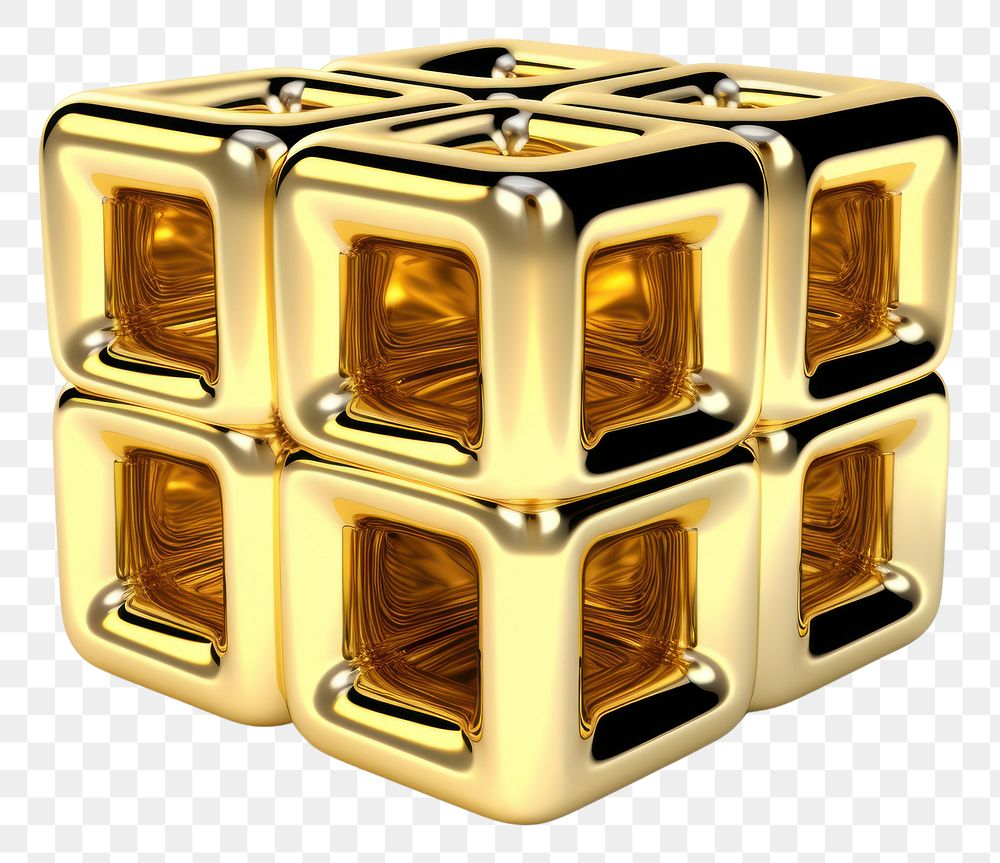 PNG Unique tube cube shiny gold 