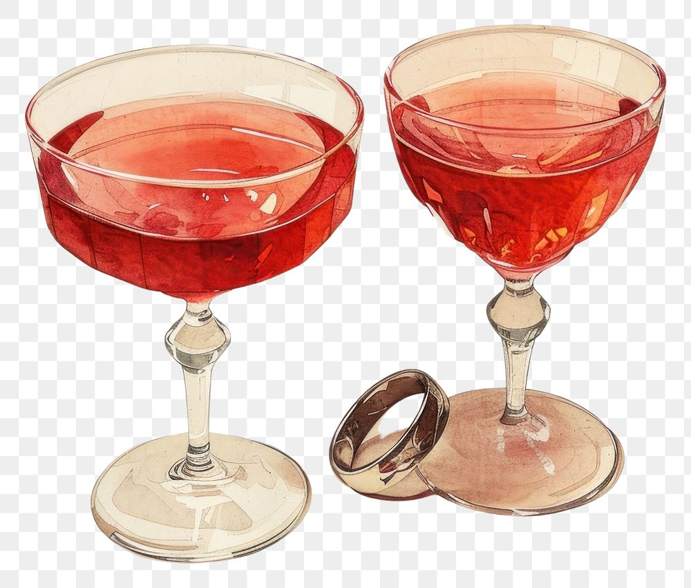 PNG Vintage illustration of cocktail glass drink cosmopolitan.