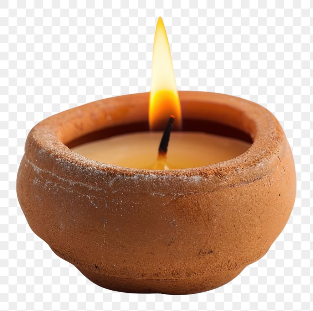 PNG Candle made up of clay fire white background earthenware.