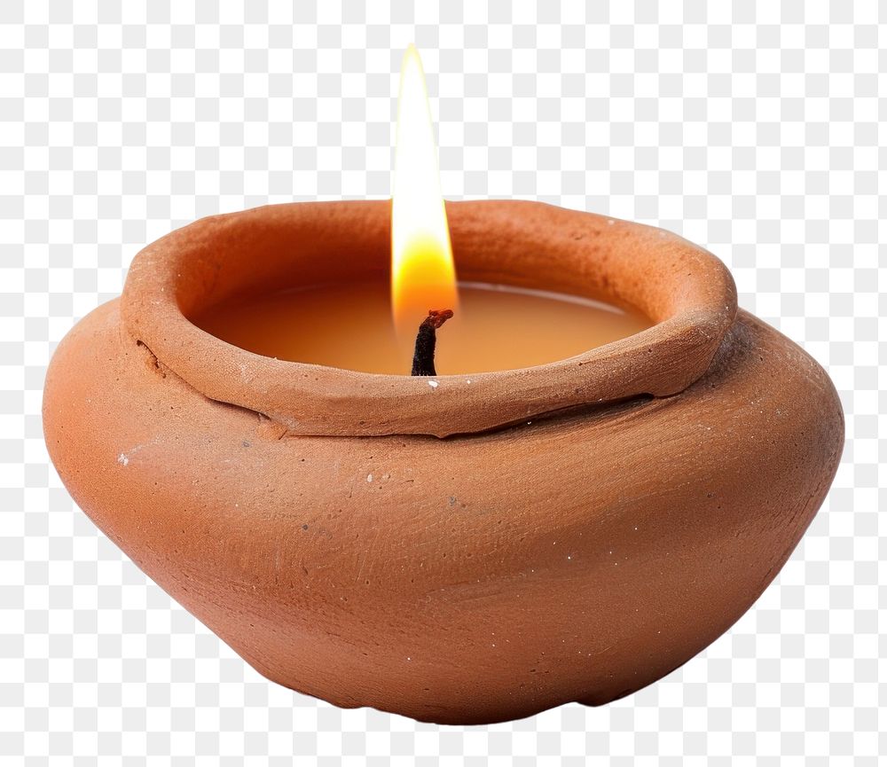PNG Candle made up of clay white background earthenware terracotta.