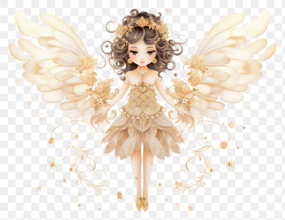 PNG Angel adult gold doll.