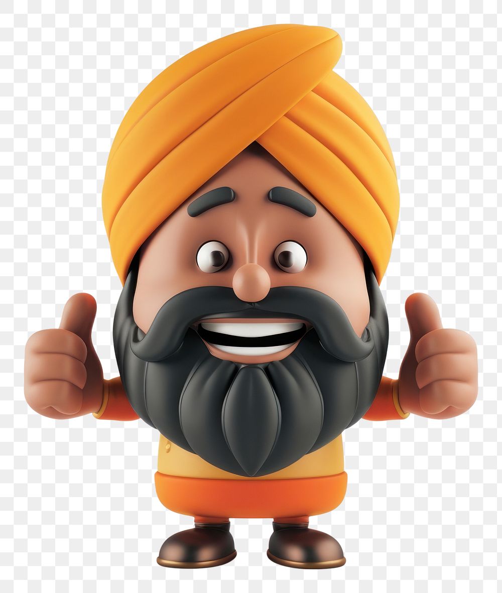 PNG Happy indian sikh man portrait cartoon white background.