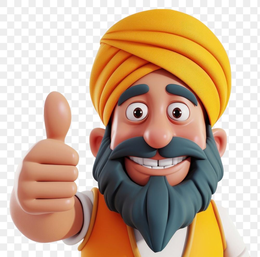 PNG Happy indian sikh man portrait turban 