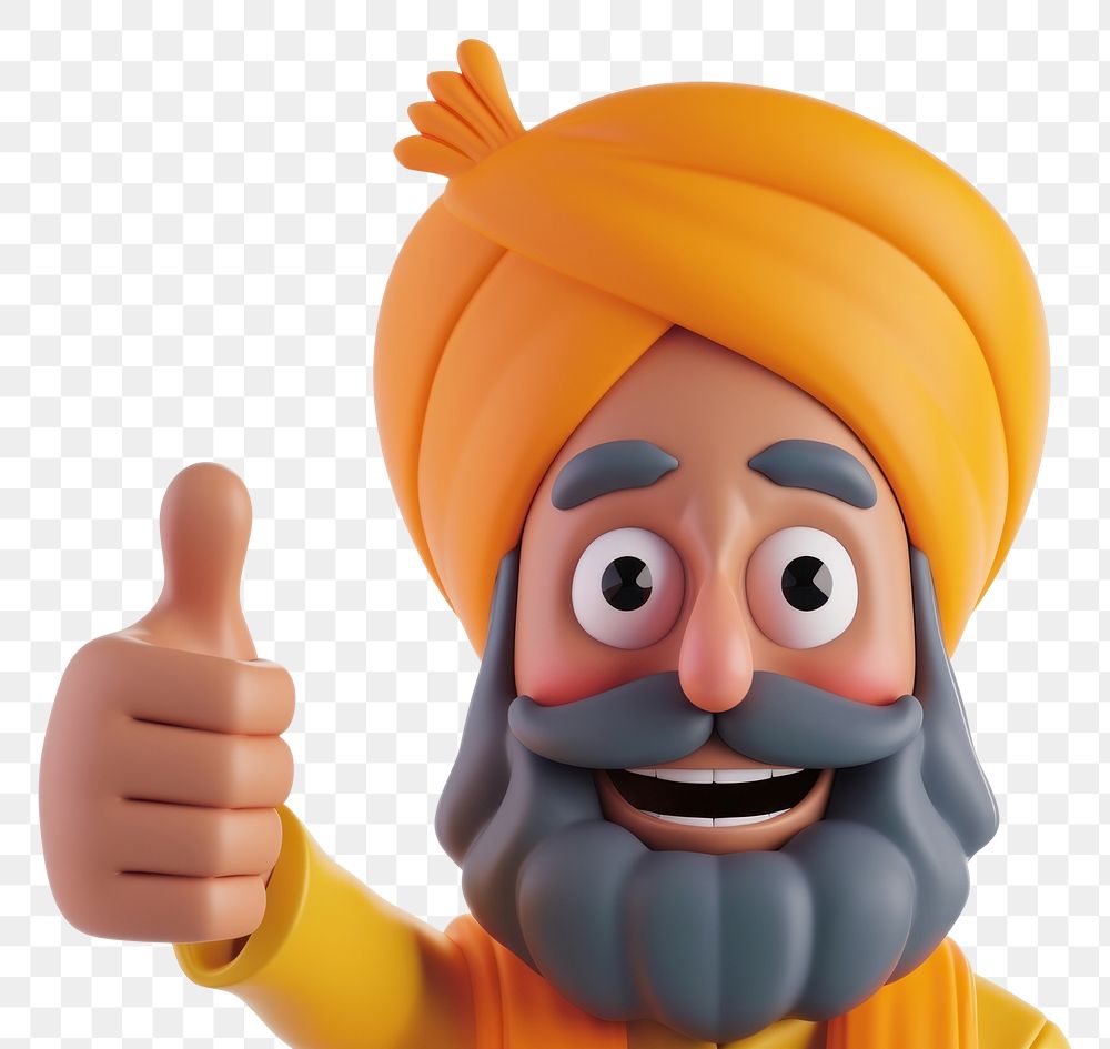 PNG Happy indian sikh man portrait turban white background.