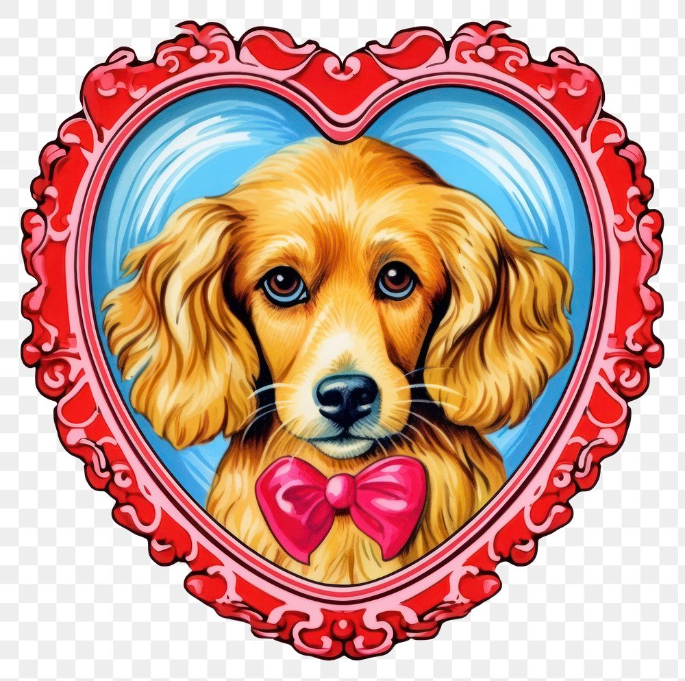 PNG Dog illustration printable sticker animal mammal heart.