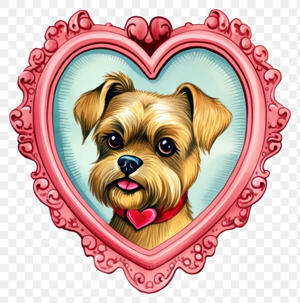 PNG Dog illustration printable sticker mammal animal heart.