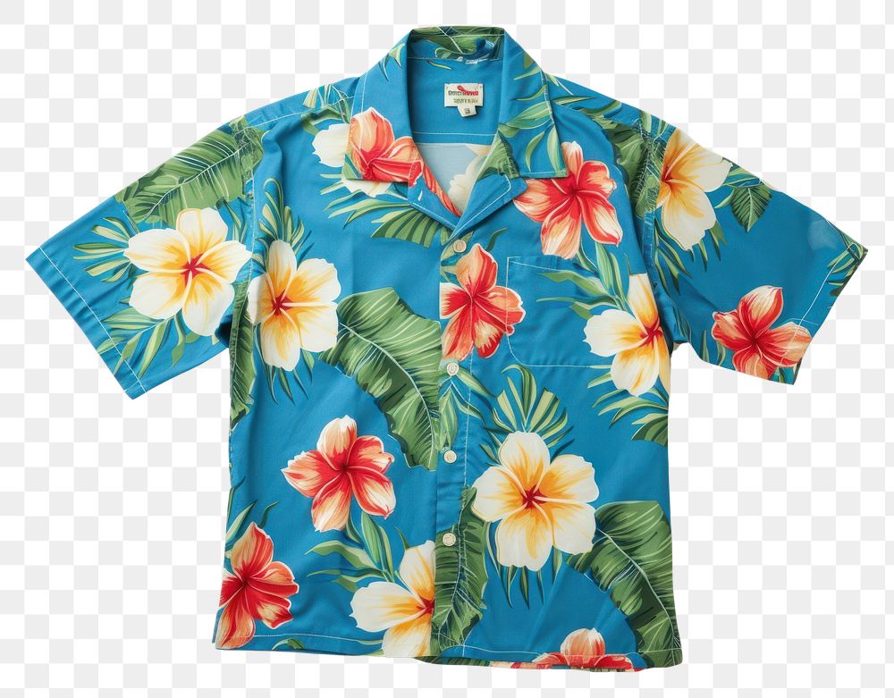 PNG Hawaiian shirt flower plant white background.