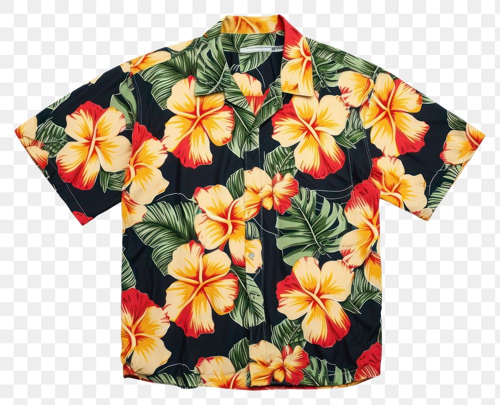 PNG Hawaiian shirt flower plant white background.